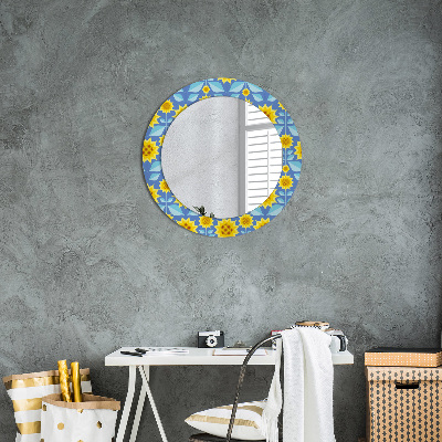 Round mirror decor Geometric sunflowers