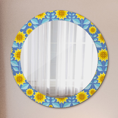 Round mirror decor Geometric sunflowers