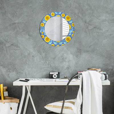 Round mirror decor Geometric sunflowers