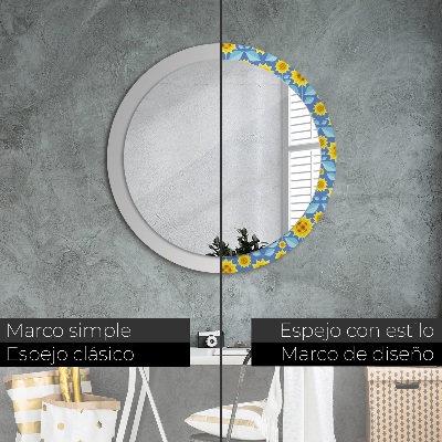 Round mirror decor Geometric sunflowers