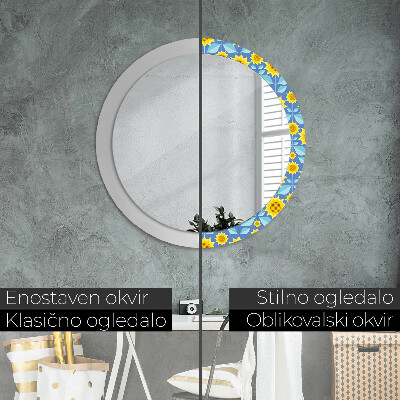 Round mirror decor Geometric sunflowers