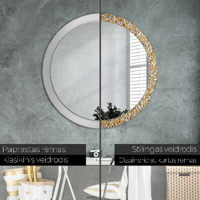 Round mirror printed frame Terrazzo pattern