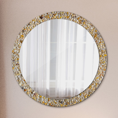 Round mirror printed frame Terrazzo pattern