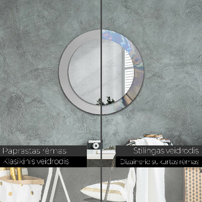 Round decorative wall mirror Holographic texture