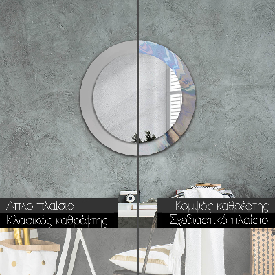 Round decorative wall mirror Holographic texture