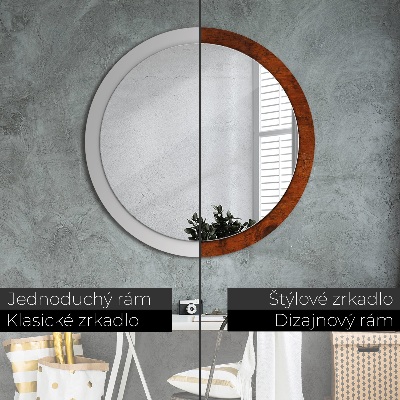 Round decorative wall mirror Natural wood