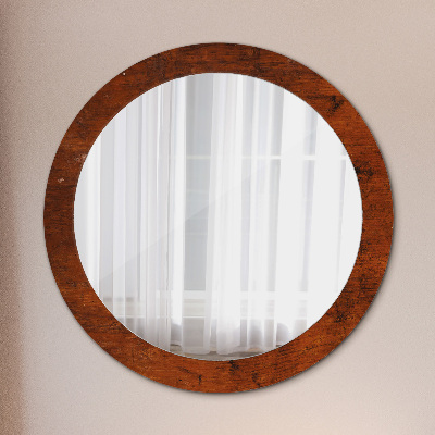 Round decorative wall mirror Natural wood