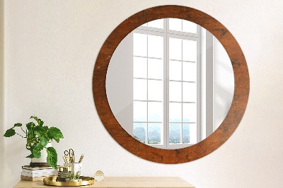 Round decorative wall mirror Natural wood