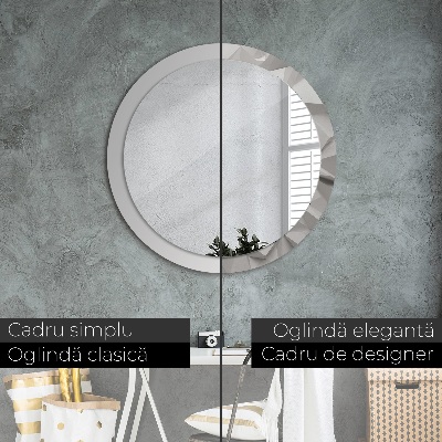 Round decorative wall mirror Abstract white crystal