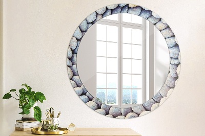 Round decorative wall mirror Sea stones circle