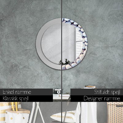 Round decorative wall mirror Sea stones circle