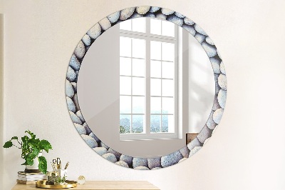 Round decorative wall mirror Sea stones circle