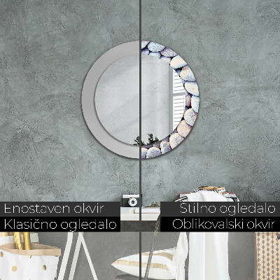 Round decorative wall mirror Sea stones circle