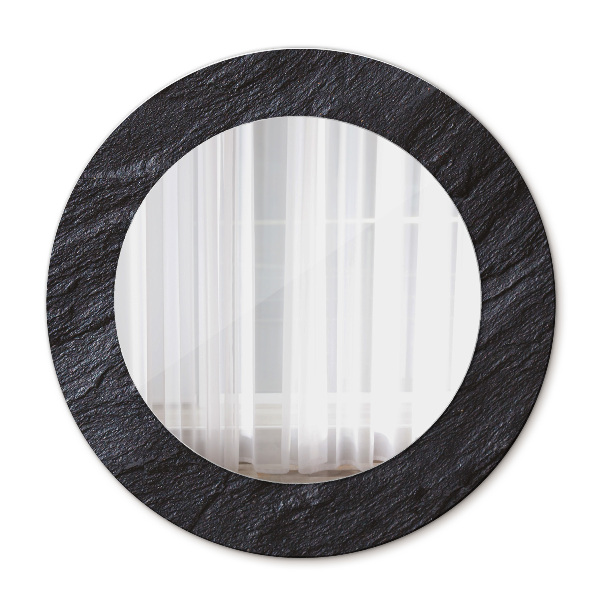 Round decorative wall mirror Black stone