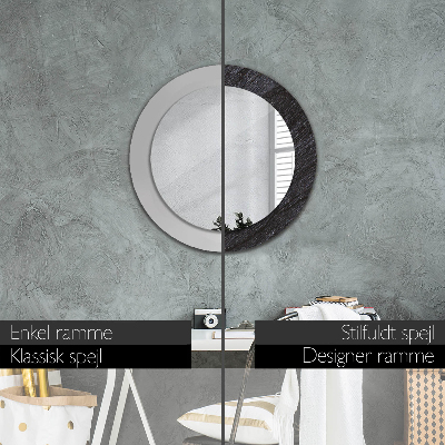 Round decorative wall mirror Black stone