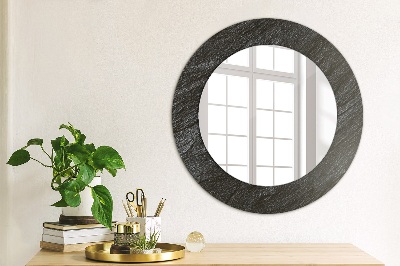 Round decorative wall mirror Black stone