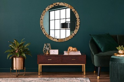 Round decorative wall mirror Wood logs