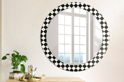 Round mirror printed frame Chess desk