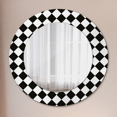 Round mirror printed frame Chess desk