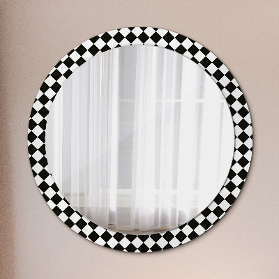 Round mirror printed frame Chess desk