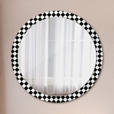 Round mirror printed frame Chess desk