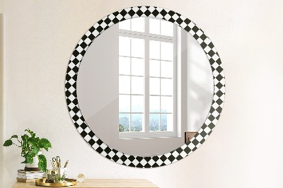 Round mirror printed frame Chess desk