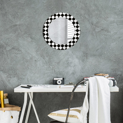 Round mirror printed frame Chess desk