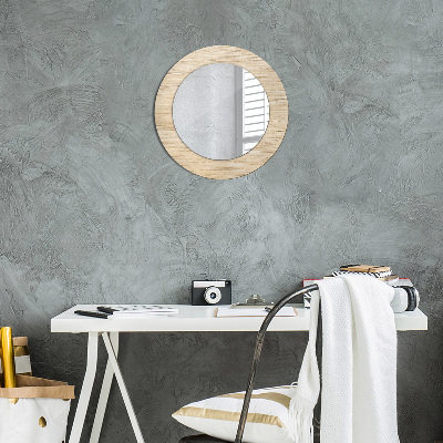 Round mirror decor Light wood