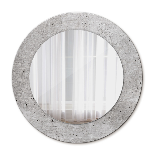 Round mirror decor Gray concrete