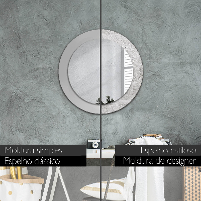 Round mirror decor Gray concrete