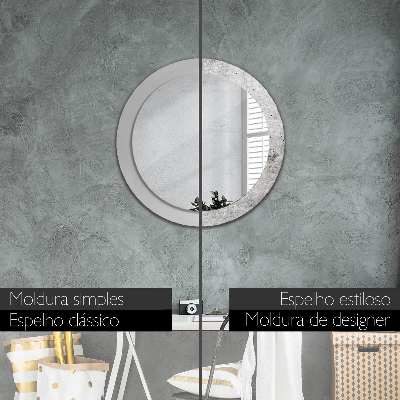 Round mirror decor Gray concrete