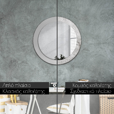 Round mirror decor Gray concrete