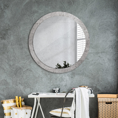 Round mirror decor Gray concrete