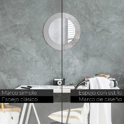 Round mirror decor Gray concrete