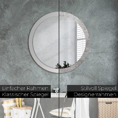 Round mirror decor Gray concrete