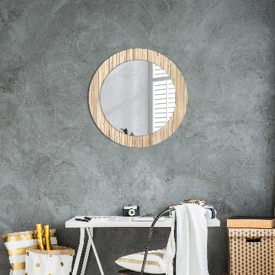 Round mirror printed frame Bamboo straw