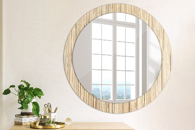 Round mirror printed frame Bamboo straw