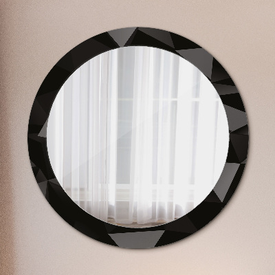 Round mirror printed frame Abstract black