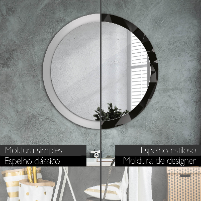 Round mirror printed frame Abstract black