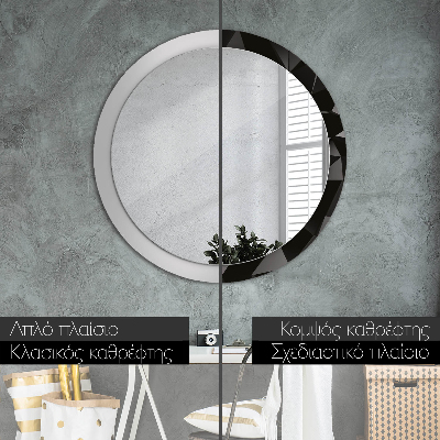 Round mirror printed frame Abstract black