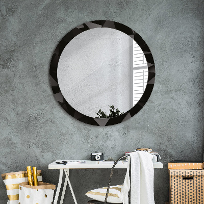 Round mirror printed frame Abstract black