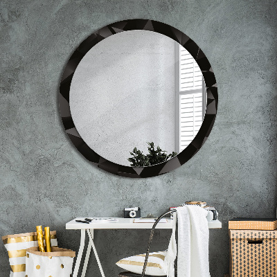 Round mirror printed frame Abstract black