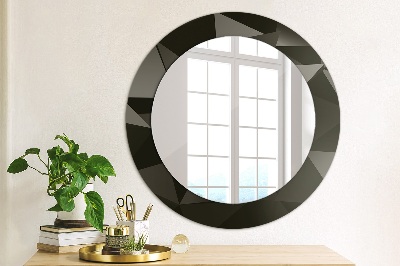 Round mirror printed frame Abstract black