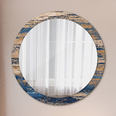 Round decorative wall mirror Abstract wood