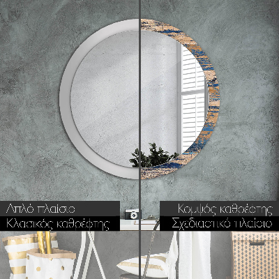 Round decorative wall mirror Abstract wood