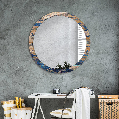 Round decorative wall mirror Abstract wood