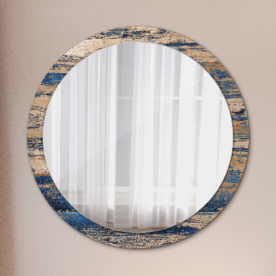 Round decorative wall mirror Abstract wood