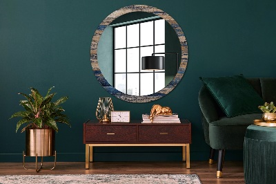 Round decorative wall mirror Abstract wood