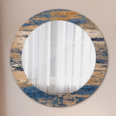 Round decorative wall mirror Abstract wood