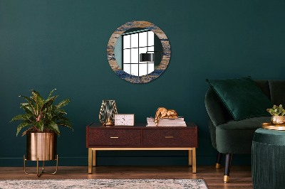 Round decorative wall mirror Abstract wood